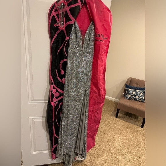 Silver Maxi Prom Dress - Picture 5 of 6